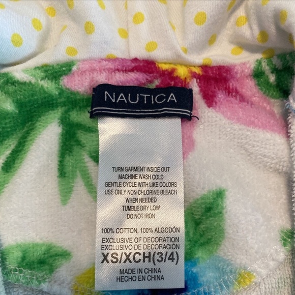 Nautica Girls Beach Swim Hooded Terry Velour Cover-Up Robe XS 3/4 - Picture 3 of 3